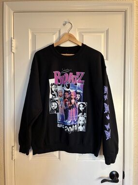 Bratz Black Graphic Crewneck Sweatshirt with Purple Accents